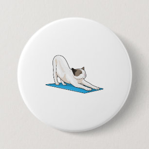 Badge Rond 7,6 Cm Yoga de chat Méditation Fitness