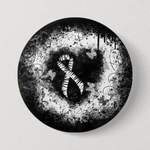 Badge Rond 7,6 Cm Zebra Print Ribbon Grunge Heart