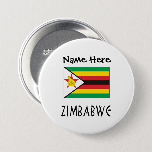 Badge Rond 7,6 Cm Zimbabwe et Zimbabwe Drapeau Noir Personnalisation (Devant & derrière)