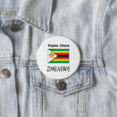 Badge Rond 7,6 Cm Zimbabwe et Zimbabwe Drapeau Noir Personnalisation (En situation)