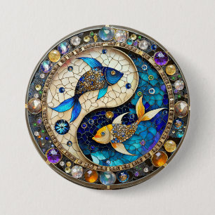 Badge Rond 7,6 Cm Zodiac - Poissons de poisson Yin et Yang