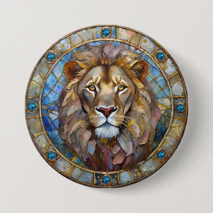 Badge Rond 7,6 Cm Zodiaque - Lion le Lion