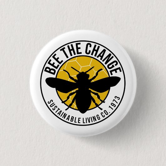 badge rond 'Bee The Change' de 3 cm (Devant)