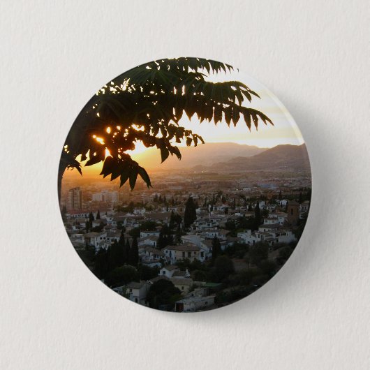 Badge rond de la photographie du coucher du soleil (Devant)