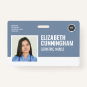 Badge Rond Logo Infirmière Photo Nom Code-barres Horizon (Devant)