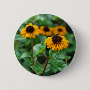 Badge rond photo Fleur Jaune