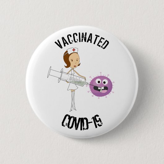 Badge Rond Vacciné COVID-19 6 Cm (Devant)