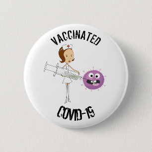 Badge Rond Vacciné COVID-19 6 Cm
