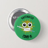 Badge Rond Vacciné COVID-19 6 Cm (Devant & derrière)