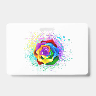 Badge Rose arc-en-ciel colorée