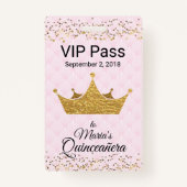Badge Rose avec l'insigne d'or de Quinceañera VIP de (Dos)