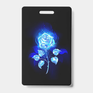 Badge Rose bleue brûlante