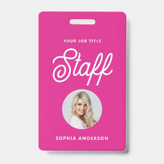 Badge Rose chaud vif | Photo et script tendance (Avant)