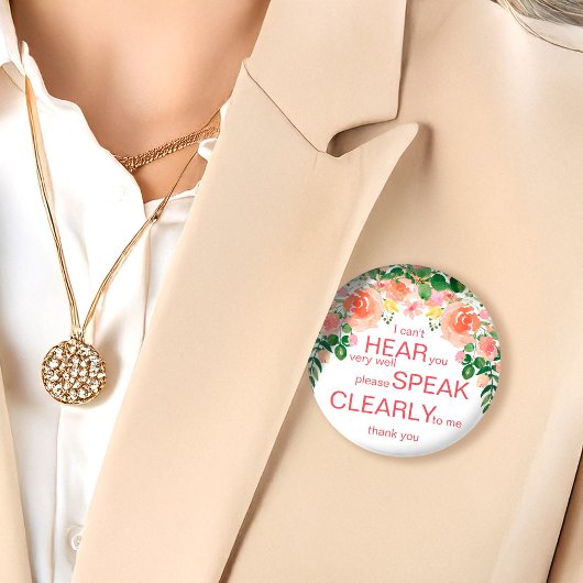 Badge rose clair pour malentendant | Je suis sourd