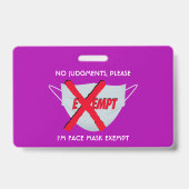 Badge Rose | EXEMPTION DU MASQUE FACIAL (Arrière)