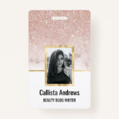 Badge Rose glamour or blanc Parties scintillant marbre d (Devant)