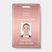 Badge Rose Gold Ajouter Logo Evénement Conférence Concer (Avant)