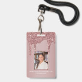 Badge Rose Gold Chic Paillet Monogramme qui Dégouline (Avant avec lanière)