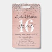 Badge Rose Gold Douce 16e Fête d'anniversaire VIP (Arrière)