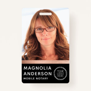 Badge Rose Gold Foil Notaire Photo Code-barres Logo