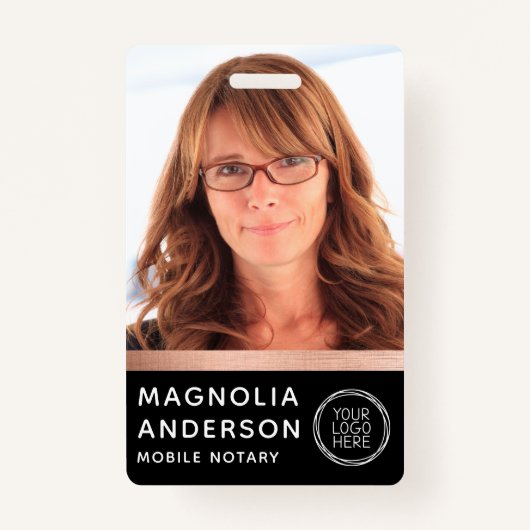 Badge Rose Gold Foil Notaire Photo Code-barres Logo (Devant)