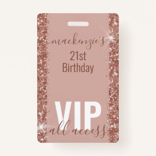 Badge Rose Gold Glam Parties scintillant VIP Anniversair