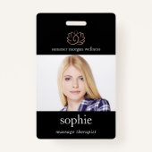 Badge Rose Gold Lotus Flower Photo & Nom (Devant)