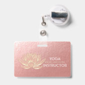 Badge Rose Gold Lotus Yoga Studio Méditation Instructeur (Back with Retractable)