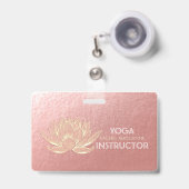Badge Rose Gold Lotus Yoga Studio Méditation Instructeur (Front with Retractable)