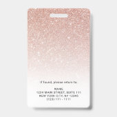 Badge Rose Gold Parties scintillant Company Code de sécu (Arrière)