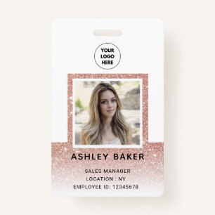 Badge Rose Gold Parties scintillant Company Code de sécu