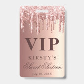 Badge Rose Gold qui coule Glitter Sweet Seize VIP (Arrière)