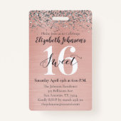 Badge Rose Gold Sweet 16 Anniversaire VIP (Dos)