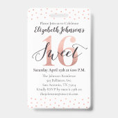 Badge Rose Gold Sweet 16 Anniversaire VIP (Arrière)