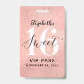 Badge Rose Gold Sweet 16 Anniversaire VIP (Avant)