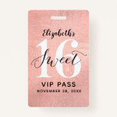Badge Rose Gold Sweet 16 Anniversaire VIP (Devant)