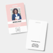 Badge Rose | Logo de l'employé photo ou sécurité QR CODE (Avant & arrière)