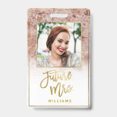 Badge Rose Marble Futur Mme Gold Bride Bachelorette (Arrière)