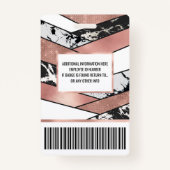 Badge Rose moderne Gold Black Parties scintillant Marbre (Dos)