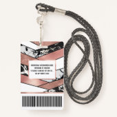 Badge Rose moderne Gold Black Parties scintillant Marbre (Derrière avec lanière)