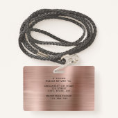 Badge Rose moderne Gold Company ID photo (Derrière avec lanière)