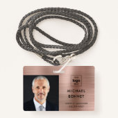 Badge Rose moderne Gold Company ID photo (Devant avec lanière)