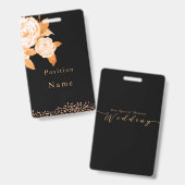Badge Rose noire élégante en or (Avant & arrière)