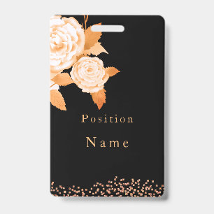Badge Rose noire élégante en or