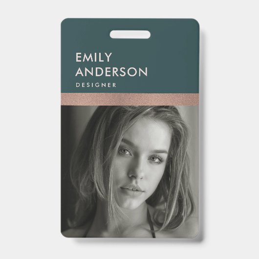 BADGE ROSE OR BLUSH GREEN EMPLOYÉ PHOTO NOM DE CODE DE B (Avant)