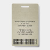 BADGE ROSE OR BLUSH MARBRE EMPLOYÉ PHOTO NOM DU CODE BAR (Arrière)