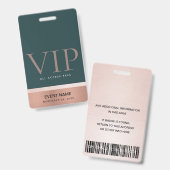 BADGE ROSE OR BLUSH ROSE VERT VIP ÉVÉNEMENT ACCÈS PASS (Avant & arrière)