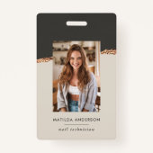 Badge Rose or naturel noir moderne ceinture élégante bad (Devant)