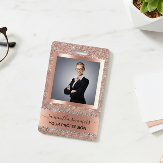 Badge Rose Parties scintillant or Look Bling Diamond Bus