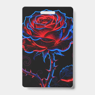 Badge Rose Rouge Bleu Néon Lumière